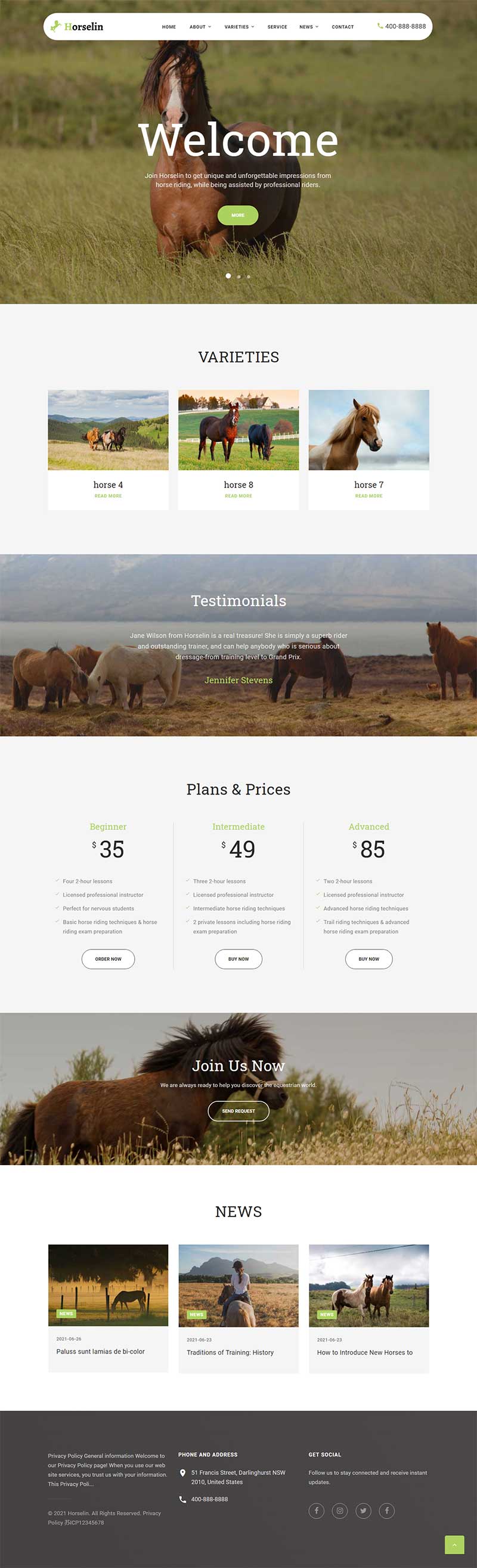 (自適應手機端)養馬場畜牧業英文網站pbootcms模板 馬匹飼養養殖場網站模板下載