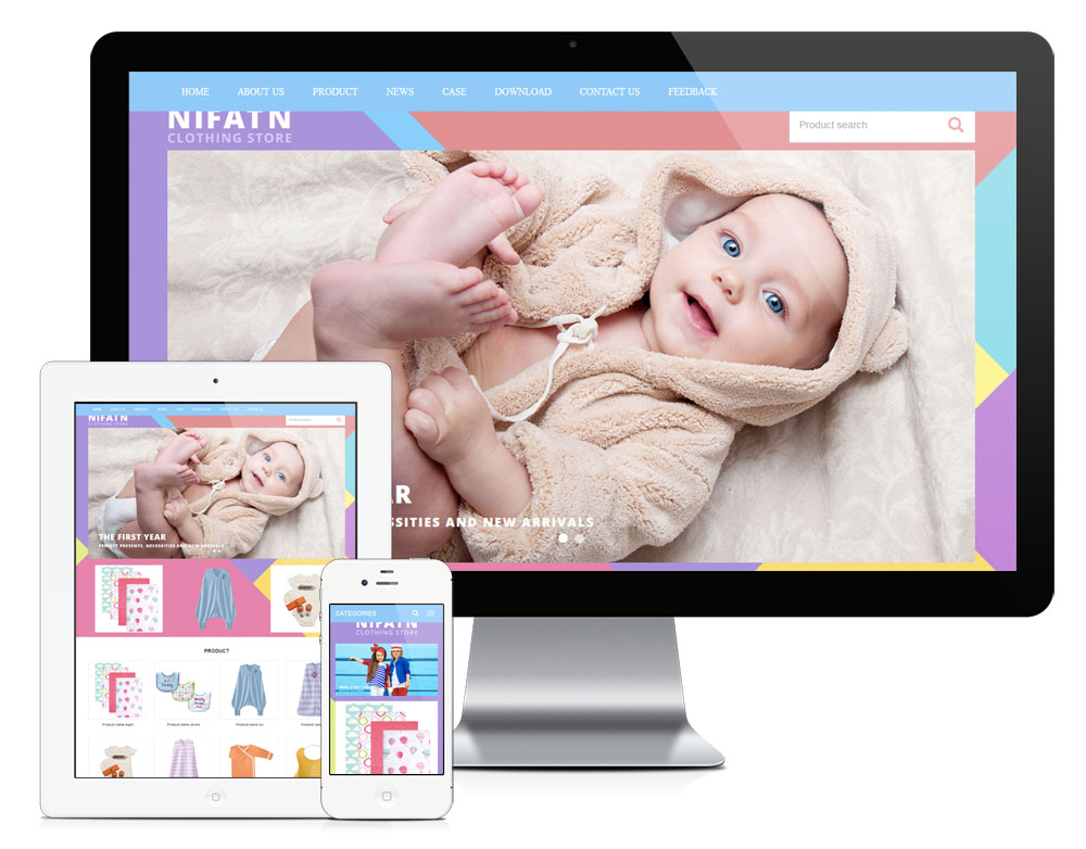 童裝外貿響應式英文網站模板