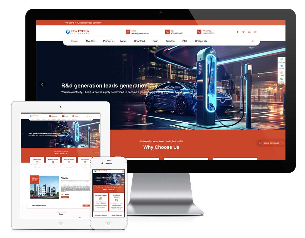 響應式充電樁設備外貿網站模板